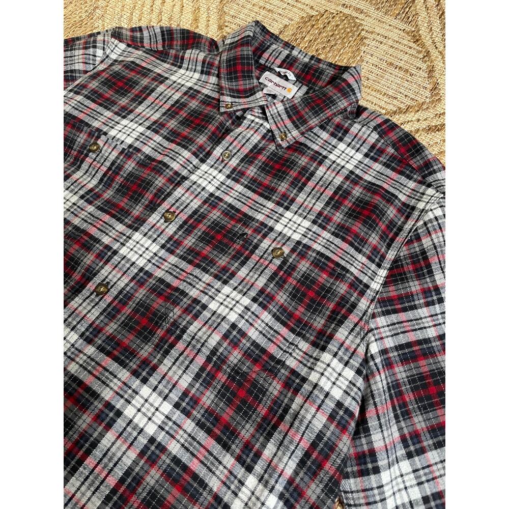 Carhartt Plaid Sz XL 100% Cotton flannel button front - Picture 2 of 9